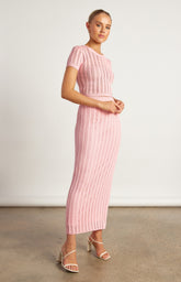 SOGNA COL Crochet Textured Knit Top And Maxi Skirt Set  WKN718